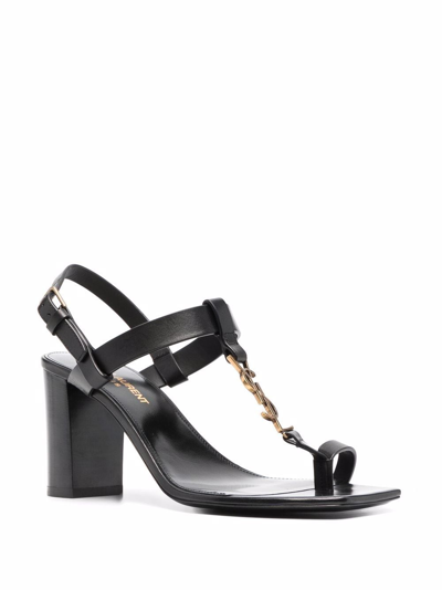 Shop Saint Laurent Cassandra Block-heel Sandals In Schwarz