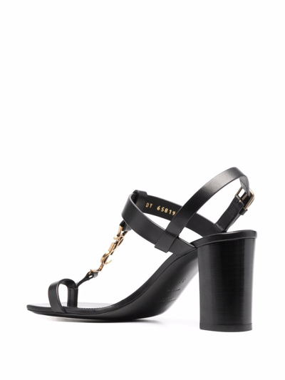 Shop Saint Laurent Cassandra Block-heel Sandals In Schwarz