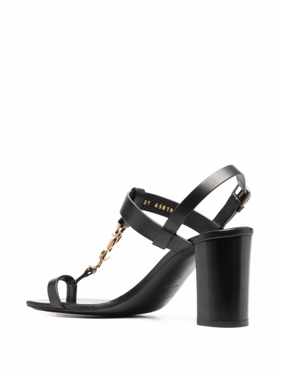 Saint Laurent 75mm Cassandra Leather Sandals In Schwarz