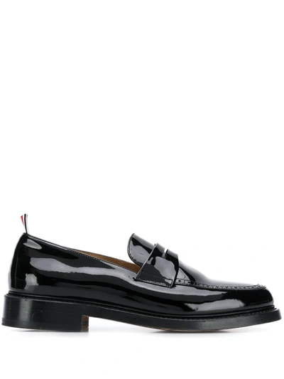 Shop Thom Browne Patent Leather Penny Loafers In Black