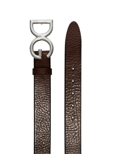 Shop Dolce & Gabbana Logo Buckle Belt In Brown