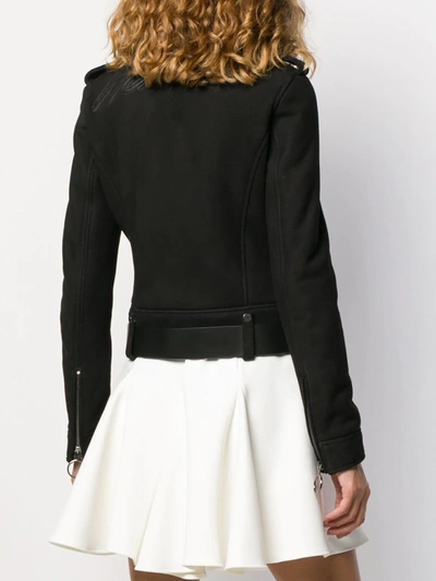 Shop Off-white Shearling-trimmed Suede Jacket In Black