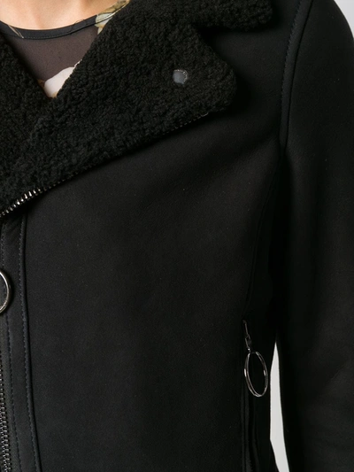 Shop Off-white Shearling-trimmed Suede Jacket In Black