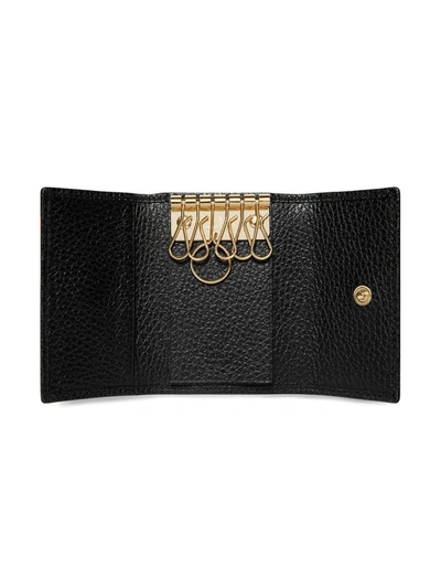 Shop Gucci Gg Marmont Leather Key Case In Black