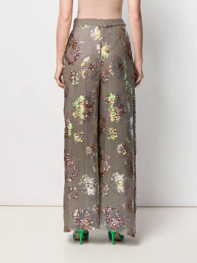 Shop Talbot Runhof Sequinned Mesh Trousers In Neutrals