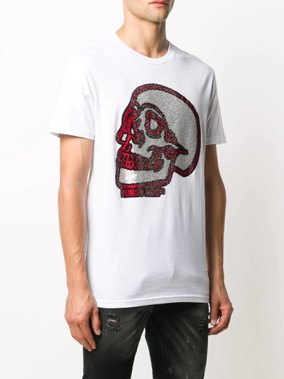Shop Philipp Plein Crystal Outline Skull T-shirt In White