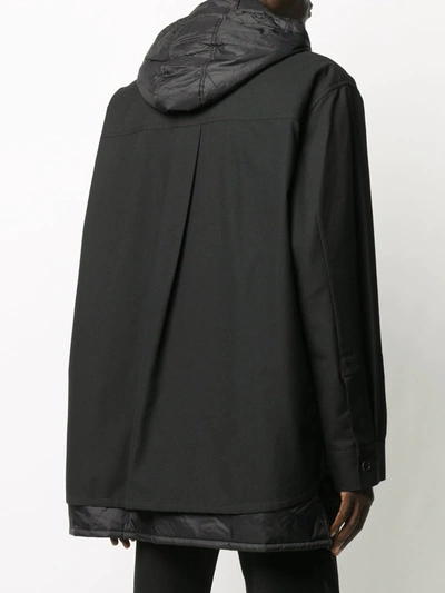 Shop Juunj Flap Pocket Drawstring Hood Coat In Black