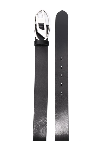 Shop Diesel 1dr Logo-buckle Leather Belt In Schwarz