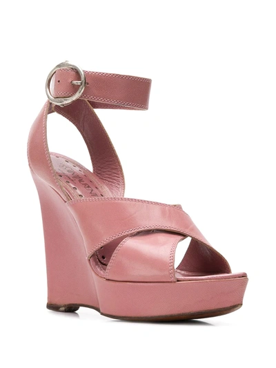 Pre-owned Saint Laurent 2000's Wedge Sandals In Pink