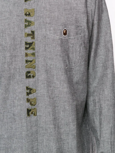 Shop A Bathing Ape Embroidered Logo Button-down Shirt In Grey