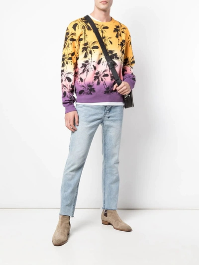 Saint Laurent Dip-dye Palm Trees Print Sweatshirt In Multicolour