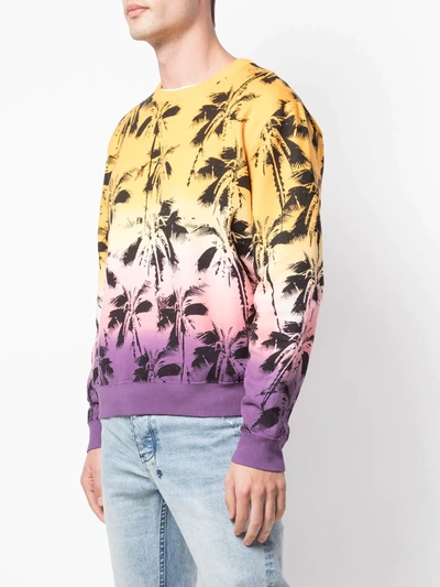 Saint Laurent Dip-dye Palm Trees Print Sweatshirt In Multicolour