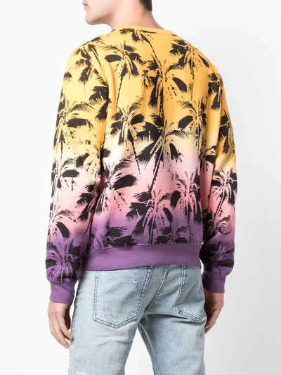 Saint Laurent Dip-dye Palm Trees Print Sweatshirt In Multicolour