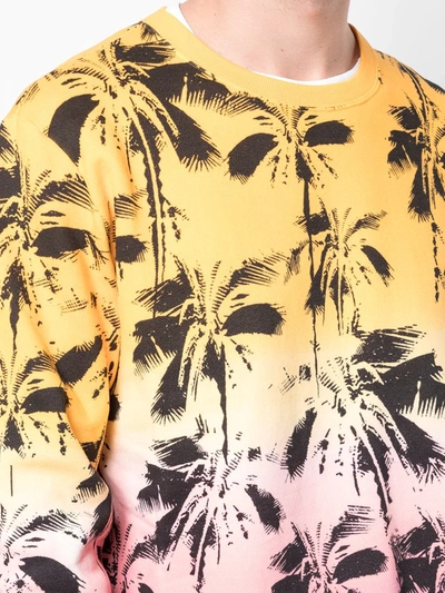 Saint Laurent Dip-dye Palm Trees Print Sweatshirt In Multicolour