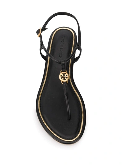 Shop Tory Burch Logo Medallion Strappy Sandals In Black