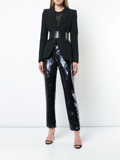 Shop Balmain Sequin Embellished Trousers In Multicolour