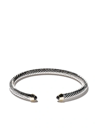 Shop David Yurman 14kt Yellow Gold And Sterling Silver Cable Classics Onyx Bracelet In S4bbo