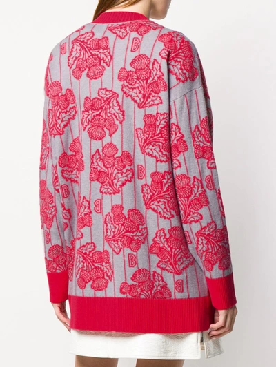 Shop Barrie Floral Knitted Cardigan In Pink