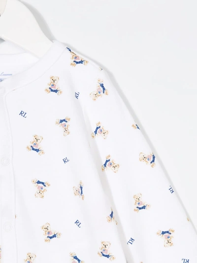 Shop Ralph Lauren Polo Bear-print Cotton Pajamas In White