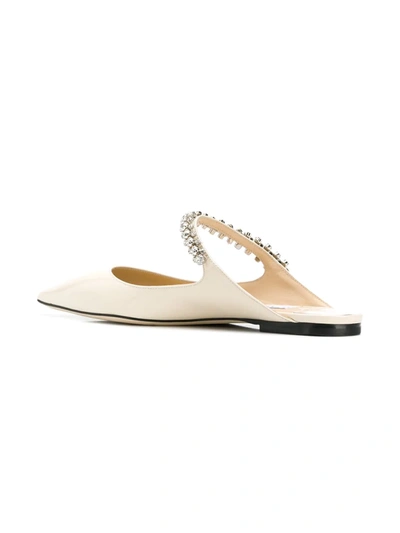 Jimmy Choo Bing Crystal-embellished Patent-leather Slippers In Neutrals