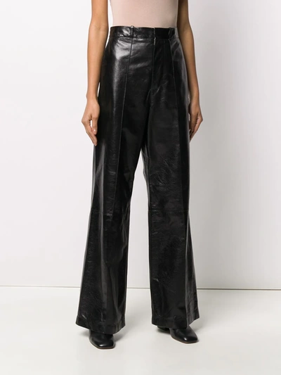 Shop Marni High-waisted Wide-leg Trousers In Black