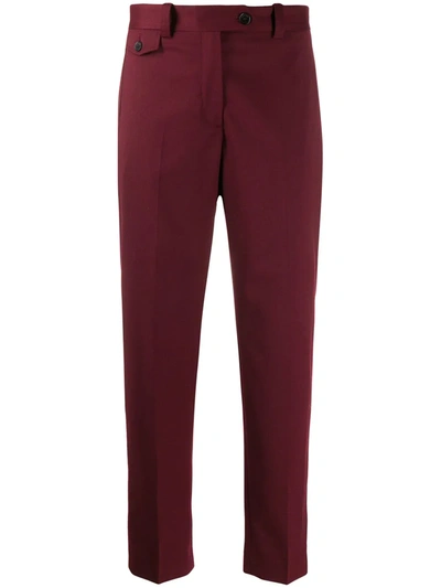 Shop Calvin Klein Cropped Trousers In Red
