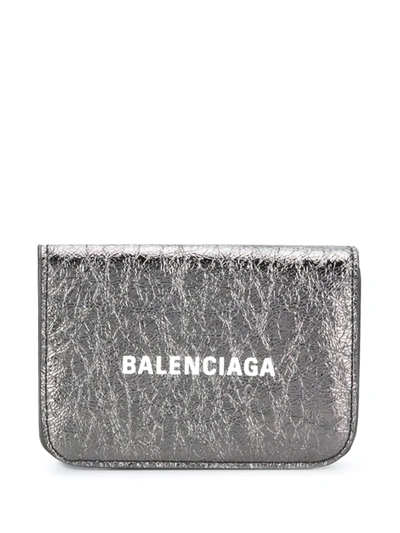 Shop Balenciaga Cash Mini Wallet In Silver