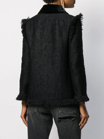 Shop Dolce & Gabbana Fringed Tweed Jacket In Black