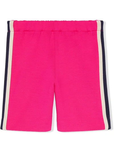 Shop Gucci Striped Jogging Pants In Pink