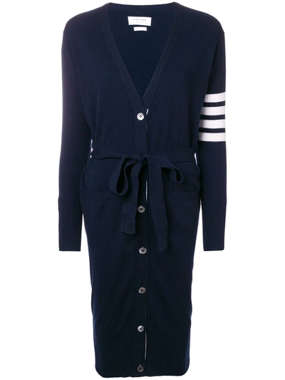 Shop Thom Browne Long Boxy Cashmere Cardigan In Blue