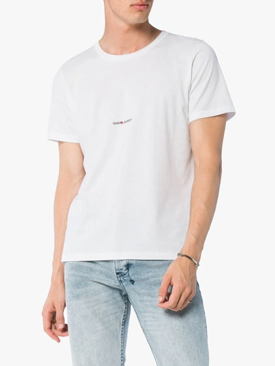 Saint Laurent Logo-print Cotton T-shirt In White
