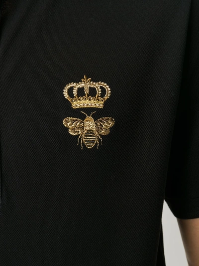 Shop Dolce & Gabbana Embroidered Piqué Polo Shirt In Black