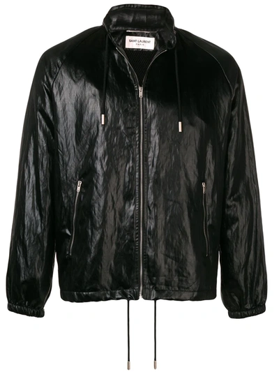 Shop Saint Laurent Concealed Hood Jacket In Black