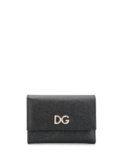 Shop Dolce & Gabbana Crystal Embellished Continental Wallet In Black