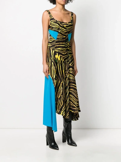 Shop Marine Serre Asymmetric Flared Midi Dress In Yellow