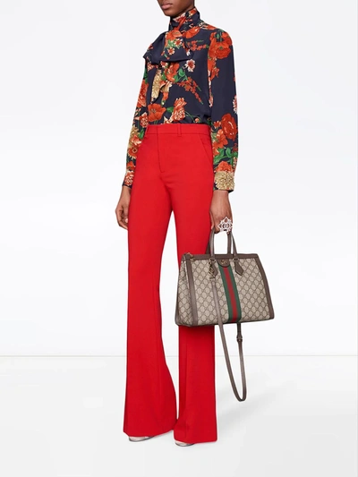 Shop Gucci Medium Ophidia Tote Bag In Neutrals