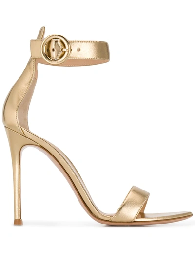 Shop Gianvito Rossi Portofino 105mm Leather Sandals In Gold