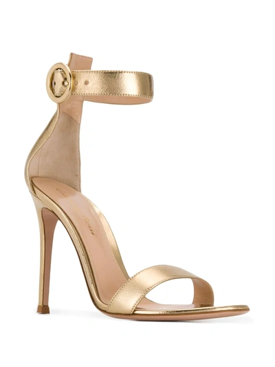 Shop Gianvito Rossi Portofino 105mm Leather Sandals In Gold