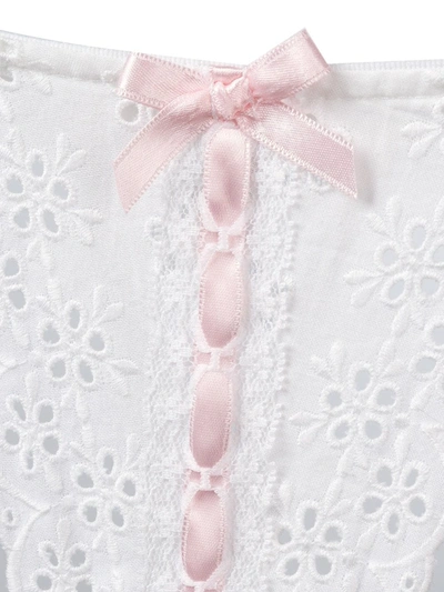 Folies By Renaud Antoinette Floral Embroidered Thong In White
