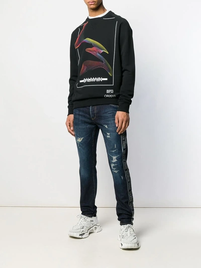 Shop Balmain Graphic Print Sweatshirt In Black