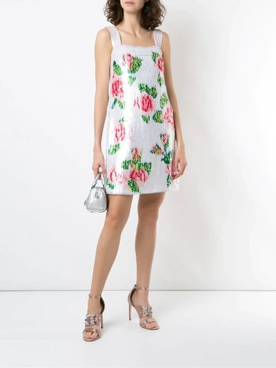 Dolce & Gabbana Rose-print Sequined Mini Dress In Multicolour