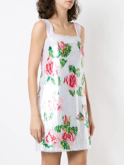 Dolce & Gabbana Rose-print Sequined Mini Dress In Multicolour