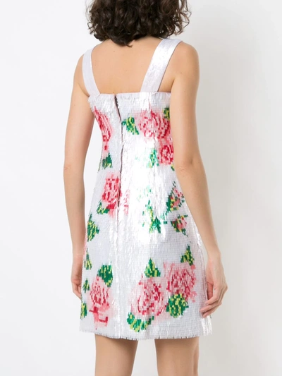 Dolce & Gabbana Rose-print Sequined Mini Dress In Multicolour
