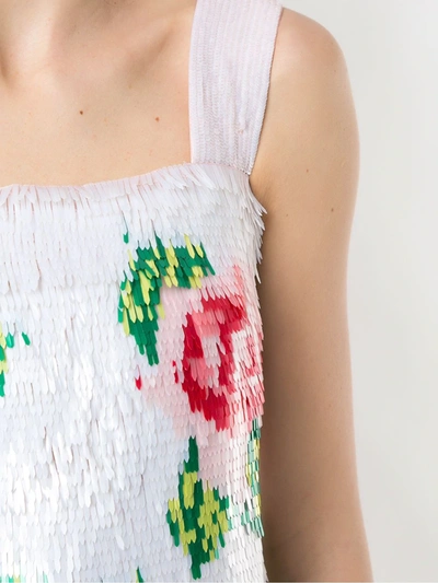 Dolce & Gabbana Rose-print Sequined Mini Dress In Multicolour