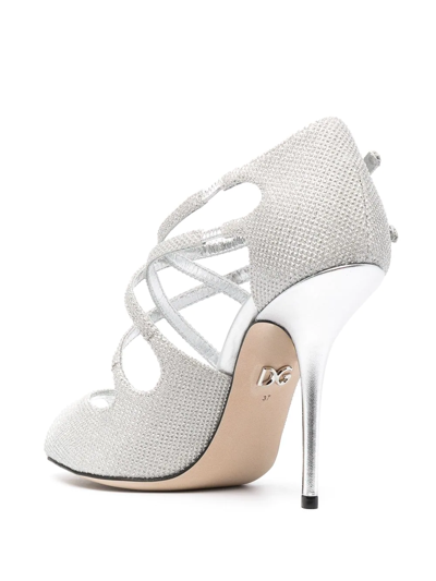 Shop Dolce & Gabbana Crossover Strappy Sandals In Silver