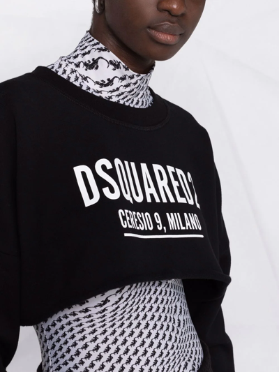 Shop Dsquared2 Logo-print Cropped Sweatshirt In Black