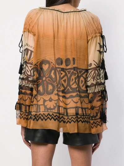 Alberta Ferretti Sheer Patterned Blouse In Neutrals