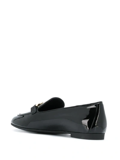 Shop Ferragamo Double Gancini Loafers In Black