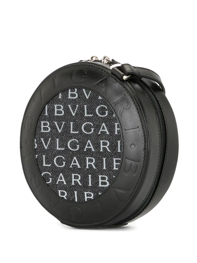 Pre-owned Bulgari 1990s Monogram Round Crossbody Bag In Black