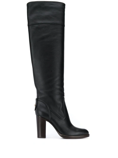Shop Chloé Over-the-knee Leather Boots In Black